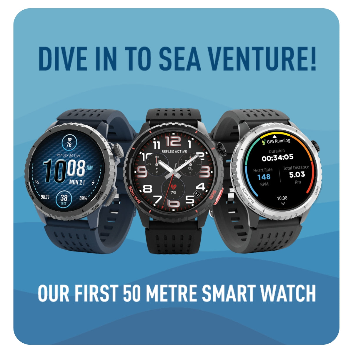 Reflex Active Sea Venture smartwatch worn on the wrist