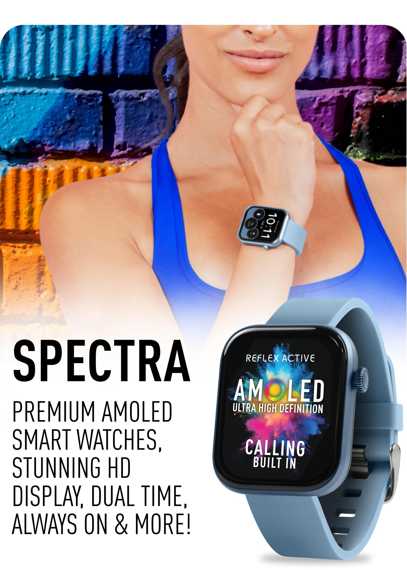 Reflex Active Spectra smartwatch with colour display on the wrist